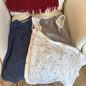 Woolino Classic Wool Sleep Sack Bundle, 6-18 mo, star prints - Navy & White